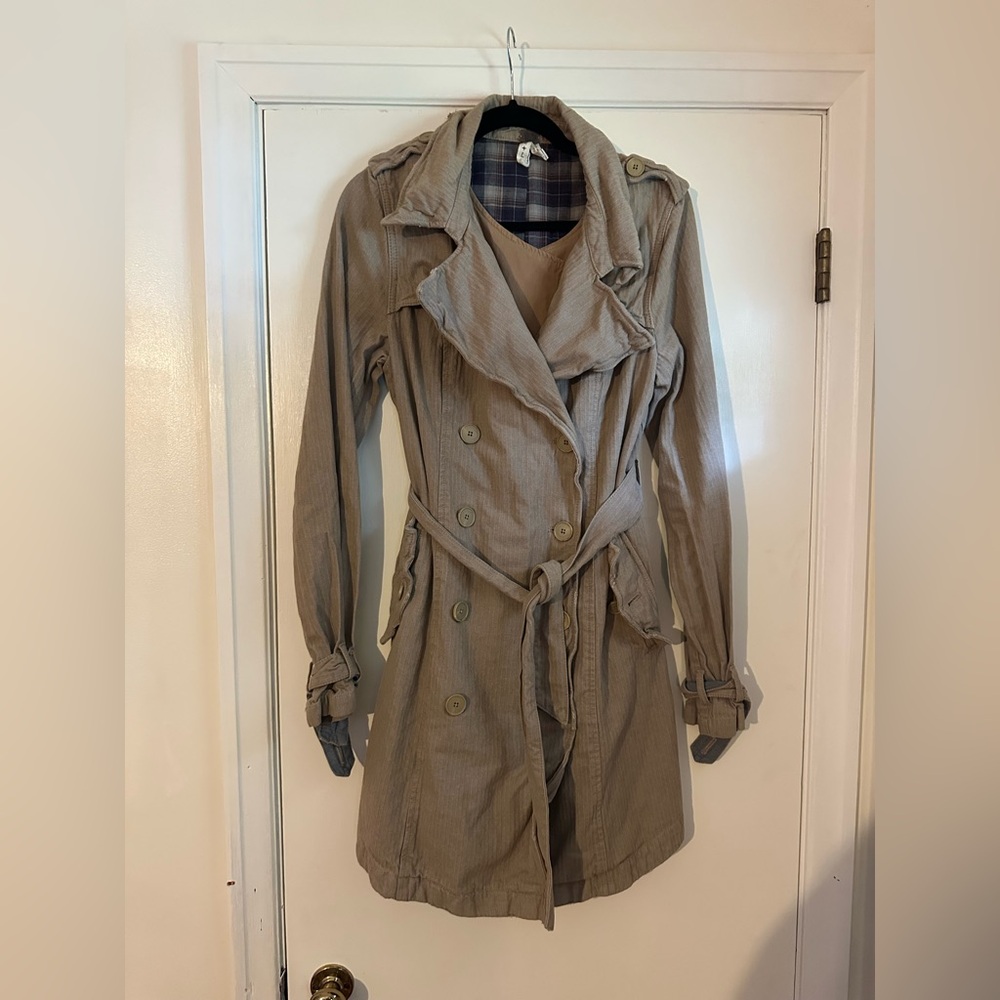 Free People Taupe Trench Coat L